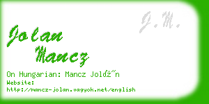 jolan mancz business card